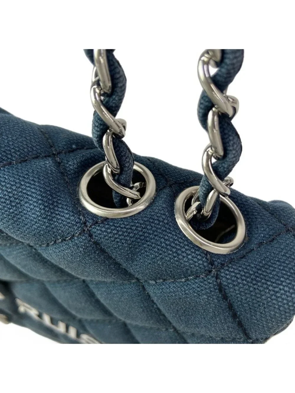 Chanel Shoulder Bag Single Flap Quilted Navy Chain Silver Cruise Line